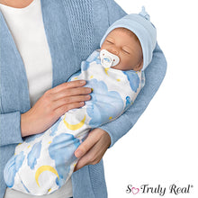 Load image into Gallery viewer, The Ashton-Drake Galleries Boy Baby Doll "Ethan" With Swaddle & Hat So Truly Real® Hand-painted, Weighted Body and Hand-rooted Hair, Poseable Vinyl Limbs by Waltraud Hanl 19-inches - RCE Global Solutions
