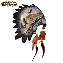 Load image into Gallery viewer, The Bradford Exchange Sacred Tribal Spirits Issue #11 "Canyon Kings" Eagle Ceremonial Headdress Wall Decoration with Real Feathers Hand-Painted Beadwork by Ted Blaylock 9.25-inches - RCE Global Solutions