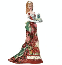 Load image into Gallery viewer, The Bradford Exchange Classic Holiday Inspirations Holiday Glamour Hand-Sculpted Heirloom Porcelain Victorian Christmas Lady with Poinsettia Gown and Swarovski Crystals Figurine 8-inches