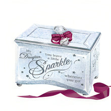 Load image into Gallery viewer, The Bradford Exchange My Daughter Sparkle And Shine Personalized Music Box Engravable Glass Keepsake with Filigree Design Plays 'You Are So Beautiful' Heart Charm Includes Poem Card 3.75" L x 3.5" H - RCE Global Solutions