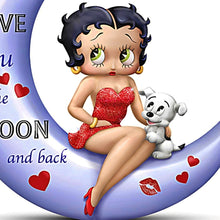 Load image into Gallery viewer, The Hamilton Collection Betty Boop™ 'I Love You to the Moon and Back' with Pudgy™ Issue #1 of Our Love Is Out of This World Figurine Collection Hand-Painted with Glitter and Metallic Accents 5" H x 4" W - RCE Global Solutions