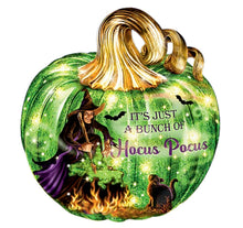 Load image into Gallery viewer, The Bradford Exchange Spooky Sights and Bright Lights Sculpture Collection: Hocus Pocus Pumpkin Issue #1 Handcrafted Glass Pumpkin with LED Lights by Dona Gelsinger 7-Inches - RCE Global Solutions