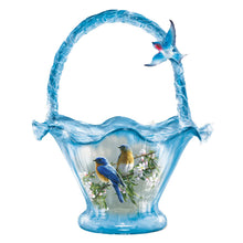 Load image into Gallery viewer, The Bradford Exchange Bluebird Ballad Issue #3 Songbird Art Hand-Blown Glass Bowl Basket by James Hautman 7.5-inches - RCE Global Solutions