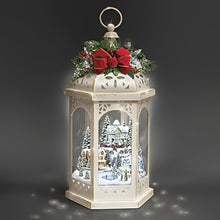 Load image into Gallery viewer, The Bradford Exchange Thomas Kinkade Winter Wonderful Christmas Decor Lantern With Revolving Snowflake Sparkle Light 6 Sided Glass Panel Viewing with Fully Dimensional Holiday Village 17"-Inches - RCE Global Solutions