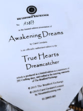 Load image into Gallery viewer, The Bradford Exchange True Hearts Dreamcatcher Collection Issue #3: 'Awakening Dreams' Wolf Artwork Heart-Shaped Resin Frame with Real Leather Feathers and Beads by Carol Cavalaris 9.5-Inches - RCE Global Solutions