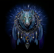 Load image into Gallery viewer, The Bradford Exchange Luminous Spirits Starlight Dreamcatcher Collection Issue #1 Celestial Guardian Color-Changing Dreamcatchers With Sculptural 3D Wolf Head 10.25-Inches - RCE Global Solutions