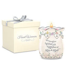 Load image into Gallery viewer, The Bradford Exchange Heart Warmers Collection "My Daughter, I Wish You" Porcelain Candleholder Lustrous Heirloom Porcelain® Keepsake with Hanging Heart "Wishes," Sparkling Jewels, and Sentimental Poem 4.5-Inches - RCE Global Solutions