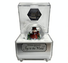 Load image into Gallery viewer, The Bradford Exchange Frosty Facets Music Box Collection Issue #3: Joy To The World Illuminated Water Globes Holiday Art Inside Crystalline Snowman Boxes Play Music with Timer by Thomas Kinkade 4.5-inches