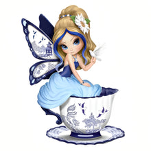 Load image into Gallery viewer, The Bradford Exchange Perfect Romance Blue Willow Romance Teacup Fairy Figurine Collection Handcrafted and Hand-Painted with Cobalt Blue and White Pattern Details Issue #1 by Jasmine Becket-Griffith 5-inches - RCE Global Solutions