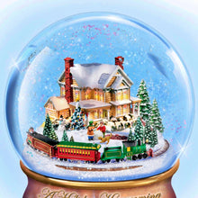 Load image into Gallery viewer, The Bradford Exchange Holiday Homecoming Thomas Kinkade Holidays in Motion Snowglobe Collection Hand-Painted Rotating Sculptural Christmas decoration 5.75-inches
