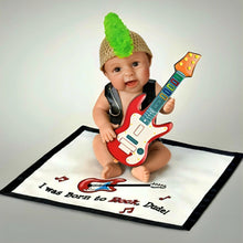 Load image into Gallery viewer, The Ashton-Drake Galleries Hats Off to You Baby Collection Issue #16: 'I Was Born To Rock Dude' Baby Resin Doll with Blanket by Sherry Rawn 5.5-Inches - RCE Global Solutions
