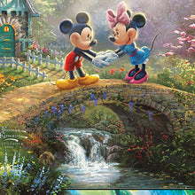 Load image into Gallery viewer, The Bradford Exchange Disney Mickey/Minnie Sweetheart Bridge The Perfect Pair Stained-Glass Suncatcher Collection Issue #1 by Thomas Kinkade 6"x7.5" - RCE Global Solutions
