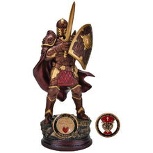 Load image into Gallery viewer, The Bradford Exchange The Lord's Strength Sculpture Collection Issue #16 Guard Your Heart Religious Knight Cold-Cast Bronze with 24K Gold-Plated Challenge Coin 12-inches - RCE Global Solutions