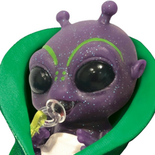 Load image into Gallery viewer, The Ashton-Drake Galleries Aeros Out-of-This-World Alien Baby Doll Collection Issue #6 Miniature Alien Babies Handcrafted TrueTouch® Silicone Sparkling Glitter and Hand-Painted Details Include Pacifiers Swaddling Blankets and Cloth Diapers 4-inches - RCE Global Solutions