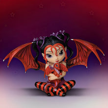 Load image into Gallery viewer, The Hamilton Collection Ruby Fairy Figurine Darling Fairy and Baby Dragon Duo Handcrafted in Artists Resin Hand-Painted with Vibrant Colors Intricate Details Big Purple Eyes and Bright Red Accents by Jasmine Becket-Griffith 4-inches - RCE Global Solutions