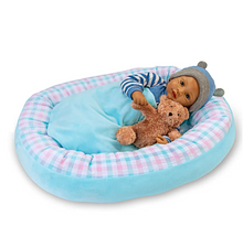 Load image into Gallery viewer, The Ashton-Drake Galleries Reversible Solid & Plaid Bassinet Baby Doll Accessory with A Matching Blanket - RCE Global Solutions