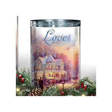 Load image into Gallery viewer, The Bradford Exchange Light of the Season Table Centerpiece with 30 LED Lights and 3 Glass Candleholders Christmas Decoration by Thomas Kinkade 25" W - RCE Global Solutions
