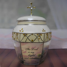Load image into Gallery viewer, The Bradford Exchange Light of Peace Daily Devotions Heirloom Porcelain Musical Prayer Box Collection with Swarovski Crystals and Amazing Grace Melody Issue #3 by Thomas Kinkade 5.25-inches - RCE Global Solutions
