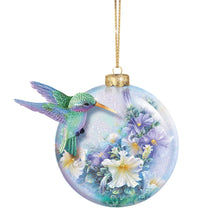 Load image into Gallery viewer, The Bradford Exchange Lena Liu Spirit of The Season Hummingbird Ornament Collection Issue #1 Set of 2 Christmas Decoration 3D Glass Sculptures 4-inches - RCE Global Solutions