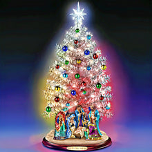 Load image into Gallery viewer, The Bradford Exchange Joy to the World Nativity Tabletop Christmas Tree with Lights & Music Pre-Lit Holiday Tree with Sculpted Nativity Scene Color-Changing Base USB Powered Christmas Decor 16-inches