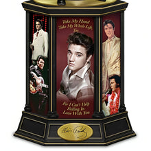 Load image into Gallery viewer, The Hamilton Collection Elvis Presley 'The Man, The Legend, The King' Tribute Tower Sculpture Collectible Illuminated Masterpiece with Full-Color Concert Portraits Special Love Song Tribute and Handcrafted Sculptural Likeness of Elvis Playing Guitar 10" - RCE Global Solutions
