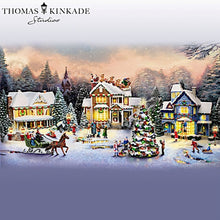 Load image into Gallery viewer, The Bradford Exchange Deck the Halls Thomas Kinkade Sounds of The Season Village Collection Issue #3 Hawthorne Village Division with LED Lights and Melodies Handcrafted Holiday Village Christmas Decoration Includes FREE Family Figurines - RCE Global Solutions