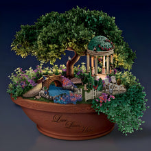 Load image into Gallery viewer, The Bradford Exchange Always in Bloom® Love Lives Here Table Centerpiece Floral Arrangement with Illuminated Gazebo Handcrafted Flowers and Tranquil Garden Scene Inspired by'The Garden of Prayer' Painting by Thomas Kinkade 11.5 W" x 11" H - RCE Global Solutions