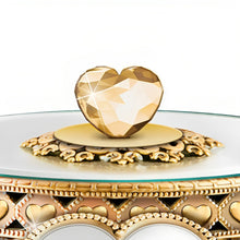 Load image into Gallery viewer, The Bradford Exchange "A Daughter Is A Treasure Forever" Pierced Filigree Metal Golden Music Box with Sentiment, Mirror Lid and Faceted Jewel Heart 4-inches - RCE Global Solutions