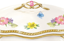 Load image into Gallery viewer, The Bradford Exchange A Garden of Love Hand-Glazed Ivory-Color Music Box Adorned with Nature Art by Marjolein Bastin and Features A Scalloped-Edge Lid with 22K-Gold Accents - RCE Global Solutions