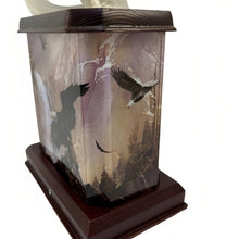 Load image into Gallery viewer, The Bradford Exchange King's Domain Illuminated Eagle Sculpture Wildlife Art Lustrous Acrylic Tower with Hidden Bulbs Handcrafted Walnut-Stained Base Eagles Riding a Gust of Crystalline from Illuminations Of Majesty Collection Issue #2 by Ted Blaylock 12" - RCE Global Solutions