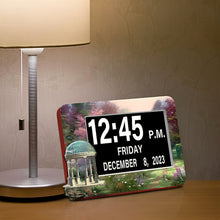 Load image into Gallery viewer, The Bradford Exchange Peaceful Moments Clock Artful Digital Clock with Pools of Serenity Art Easy-to-Read LED Screen and Serene Garden Gazebo Artistry with USB Port AC Adapter and Remote Control by Thomas Kinkade 9.5" W x 7" H-inches - RCE Global Solutions