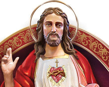 Load image into Gallery viewer, The Bradford Exchange Sacred Heart of Jesus Plate Officially Licensed by Vatican Observatory Hand-Crafted Heirloom Porcelain 22K Gold Accents Glittering Garnet Rhinestones Free Prayer Card 11-inches - RCE Global Solutions