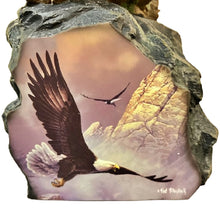 Load image into Gallery viewer, The Bradford Exchange Winged Protectors Sculpture Collection Issue #5 Soaring Sentinel Eagle Sculpture Handcrafted Winged Hunter with Rocky Base and Crystalline Waves and Talons Ready to Strike by Ted Blaylock 10-inches - RCE Global Solutions