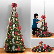 Load image into Gallery viewer, The Bradford Exchange Thomas Kinkade Wondrous Winter Pre Lit Pull Up Christmas Tree Assembles in 3 Easy Steps Pre Decorated with Kinkade Art Ribbons 46 Ornaments and 200 Clear Lights Holiday Decor 6ft - RCE Global Solutions