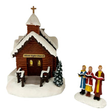 Load image into Gallery viewer, The Bradford Exchange Silent Night Thomas Kinkade Sounds of The Season Village Collection Issue #4 Hawthorne Village Division with LED Lights and Melodies Handcrafted Holiday Village Christmas Decoration Includes FREE Family Figurines - RCE Global Solutions
