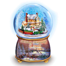 Load image into Gallery viewer, The Bradford Exchange Holiday Homecoming Thomas Kinkade Holidays in Motion Snowglobe Collection Hand-Painted Rotating Sculptural Christmas decoration 5.75-inches