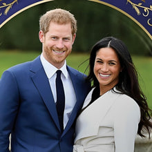 Load image into Gallery viewer, The Bradford Exchange Prince Harry & Meghan Royal Engagement Collector Plate Official Portrait Heirloom Porcelain Cobalt Blue with 22K Gold Design Commemorative Historic Event 7-inches - RCE Global Solutions