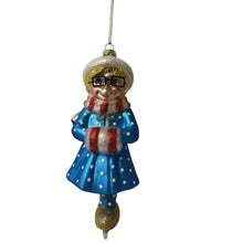 Load image into Gallery viewer, The Ashton-Drake Galleries Classic Mrs. Beasley Blown Glass Ornament Collection Issue #19: Mrs. Beasley Skating Celebrating 55 Years of Family Affair Hand-Painted with Golden Glitter Accents Christmas Decor 6-inches