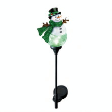 Load image into Gallery viewer, The Bradford Exchange Snowman Solar Path Light Sculpture Collection Issue #2: Tis the Season to Sparkle Handcrafted Crackle Glass Christmas Outdoor Decor by Dona Gelsinger 30.5-inches