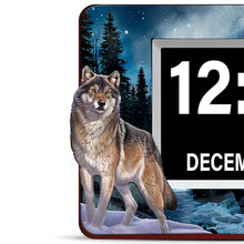 Load image into Gallery viewer, The Bradford Exchange Always Alert Wolf Art LED Clock High-Contrast LED Screen Hand-Applied Artwork with USB Charging Port and Versatile Mounting Options by Al Agnew 9.5" W x 7" H-inches - RCE Global Solutions