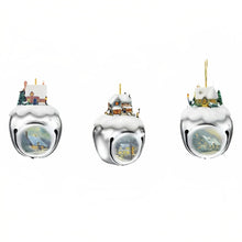 Load image into Gallery viewer, The Ashton-Drake Galleries Winter Sleigh Bells #12 Ornament Collection Set of 3 Christmas Decoration by Thomas Kinkade 3-inches - RCE Global Solutions