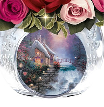 Load image into Gallery viewer, The Bradford Exchange Today, Tomorrow, Always Table Centerpiece Handcrafted Silken Roses in Crystal Vase with Illuminated Lights Always in Bloom® Collectible by Thomas Kinkade 12-Inches