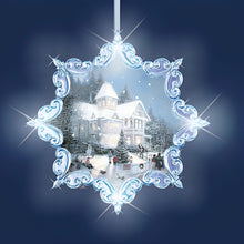 Load image into Gallery viewer, The Bradford Exchange Snow Delightful Ornaments Radiant Joys of the Season Illuminated Ornament Collection Set of 3 Collectible Ornaments with LED Lights Sparkling Glitter Christmas Decoration by Thomas Kinkade - RCE Global Solutions