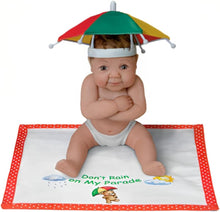 Load image into Gallery viewer, The Ashton-Drake Galleries Don't Rain On My Parade Cute Hats Off To You Collection Baby Doll Crafted by Master Sculptor Sherry Rawn 5 1/2- inches - RCE Global Solutions