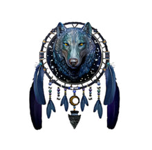 Load image into Gallery viewer, The Bradford Exchange Luminous Spirits Starlight Dreamcatcher Collection Issue #1 Celestial Guardian Color-Changing Dreamcatchers With Sculptural 3D Wolf Head 10.25-Inches - RCE Global Solutions