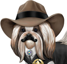 Load image into Gallery viewer, The Hamilton Collection Sher-Ruff S. Paws Shih Tzu Figurine Spurs'N Furs Cowboy Series Handcrafted Hand-Painted Dog Statue with Cowboy Hat Vest and Bolo Tie Western Decor 4-Inches