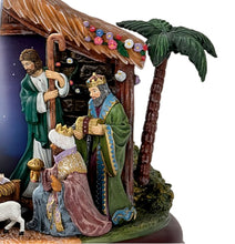 Load image into Gallery viewer, The Bradford Exchange Hawthorne Village Division Projection Nativity 'Oh Come All Ye Faithful' Nativity Sculpture Hand-Painted with Starry Projection & Illuminated Manger by Thomas Kinkade 8-Inches - RCE Global Solutions