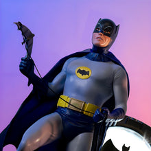 Load image into Gallery viewer, The Bradford Exchange BATMAN Classic TV Series Sculpture Masterpiece Handcrafted and Hand-Painted 1966-1968 TV Series Tribute with DYNAMIC DUO™ Atop GOTHAM CITY™ Police Department BAT-SIGNAL™ Illuminated Pose 10" W x 10" H x 7" D - RCE Global Solutions