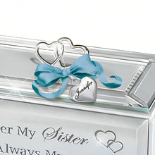 Load image into Gallery viewer, The Bradford Exchange Forever My Sister Always My Friend Mirrored Music Box Unique Musical Treasure with Beveled Edges Elegantly Etched Scroll and Heart Designs Loving Message Heart-Shaped Charm for Personalization Plays Always in My Heart 4" W - RCE Global Solutions