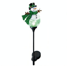 Load image into Gallery viewer, The Bradford Exchange Snowman Solar Path Light Sculpture Collection Issue #2: Tis the Season to Sparkle Handcrafted Crackle Glass Christmas Outdoor Decor by Dona Gelsinger 30.5-inches
